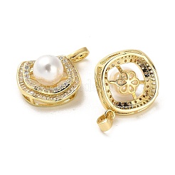 Brass Micro Pave Cubic Zirconia Pendants&nbsp;KK-K355-19G