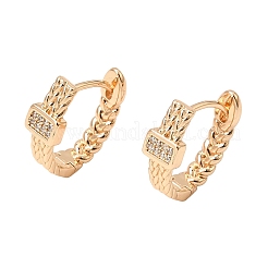 Brass Micro Pave Cubic Zirconia Hoop Earrings&nbsp;KK-CBAD29A-02G