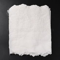 フラット刺繍フラワーコットンリボン  ウェーブエッジのリボン  ホワイト  8-5/8インチ（220~235mm）&nbsp;OCOR-WH0082-96
