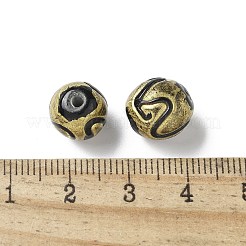 手作りの金箔ガラスビーズ  ラウンド  ブラック  9~11x8~11mm  穴：1.6mm&nbsp;LAMP-P068-13E