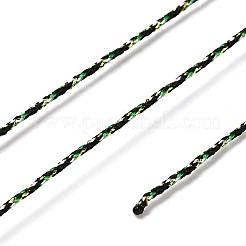 100mのポリエステル編みコード  メタリック糸付き  ラウンド  濃い緑  1mm  約109.36ヤード（100m）/ロール&nbsp;OCOR-A010-04E