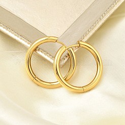 PVD 真空メッキ 304 ステンレススチール ハギー フープ イヤリング 女性用  18KGP本金メッキ  26x3mm&nbsp;EJEW-F280-07I-G