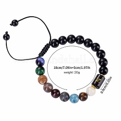 10MM Natural Black Obsidian Alphabet Beaded Braided Bracelets&nbsp;TO2319-14