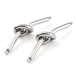 変色しない201ステンレススチールコネクタチャーム  ノットリンク  ステンレス鋼色  8.5x51x10mm  穴：2mm&nbsp;STAS-Z057-19P