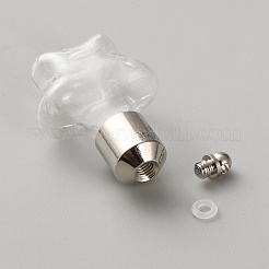 透明なガラスの小瓶ペンダント  プラチナ真鍮製のウィッシュボトルチャーム  スター  30x21x12.5mm  穴：2mm&nbsp;GLAA-WH0038-58B