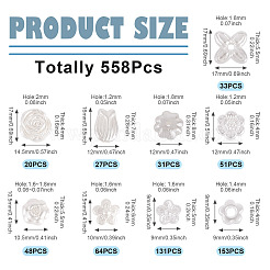 ABSプラスチックパール調ビーズ  混合図形  フローラルホワイト  9~17x9~16.8x4~8mm  穴：1.2~2mm  558個/セット&nbsp;KY-TA0001-52