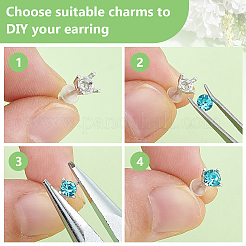 2 Pairs 925 Sterling Silver Stud Earring Settings&nbsp;STER-BC0002-89A