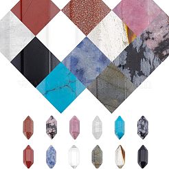 N24Pcs 12 Style Faceted No Hole Natural & Synthetic Gemstone for Wire Wrapped Pendants Making&nbsp;G-NB0003-01