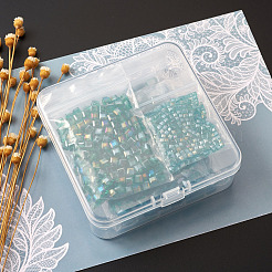 電気メッキガラスビーズセット  ABカラーメッキ  多面カット  キューブ  ティール  672個/箱&nbsp;EGLA-TA0001-03B