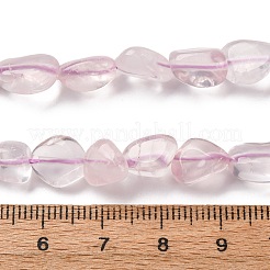 天然石ローズクォーツビーズ連売り  ナゲット  タンブルストーン  8.5~12.5x7.5~8.5x5~6.5mm  穴：0.8~1mm  約41~43個/連  15.75~16.14''（40~41センチメートル）&nbsp;G-G288-A01-01