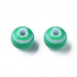 不透明な縞模様のアクリルビーズ  ラウンド  グリーン  11.5x10.5mm  穴：2.5mm  約471個/429g&nbsp;LS-MACR-S373-27A-07