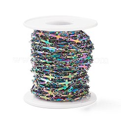 304ステンレススチールチェーン  ハンダ付け  架橋チェーンイオンプレーティング(IP)  虹色  13.5x5x1.2mm  約32.8フィート（10m）/ロール&nbsp;STAS-P197-057M