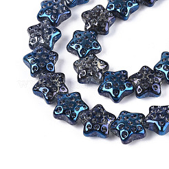 電気メッキ透明ガラスビーズ連売り  スター  スチールブルー  17~17.5x18~18.5x9~9.5mm  穴：1mm  約40個/連  25.20インチ（64cm）&nbsp;EGLA-N020-02G