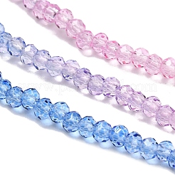 透明塗装ガラスビーズ連売り  多面カット  ロンデル  カラフル  2.6x2.5mm  穴：0.5mm  約135~140個/連  26~27cm&nbsp;DGLA-A034-T1mm-A08