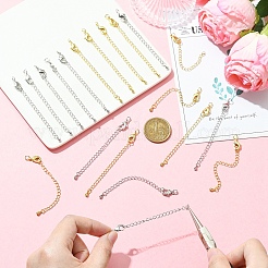 長持ちするメッキ真鍮チェーンエクステンダー10個  カニカンとボールチープ付き  18KGP本金メッキ  12x7x3mm  穴：3.5mm  チェーンの長さ：65mm  リング：5x1mm&nbsp;KK-YW0003-82G