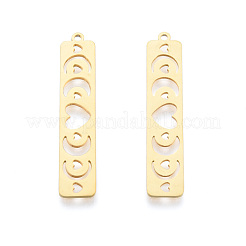ステンレスペンダント201個  レーザー切断  ハートと月のある長方形  18KGP本金メッキ  40x8x1mm  穴：1.5mm&nbsp;STAS-N090-LA990-2