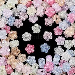 クリアクラックアクリルビーズ  スモモの花  ミックスカラー  12.5x13x8mm  穴：2mm  590個/ 500g&nbsp;OACR-B031-21
