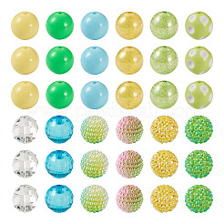 60Pcs 12 Styles Round Opaque & & Bubblegum & Transparent & AB Color & Crackle Round Acrylic Beads&nbsp;DIY-TA0004-95
