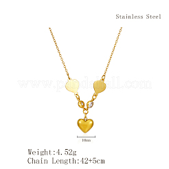 女性用のデイリーユースに最適なステンレススチール製ハートペンダントネックレス  18KGP本金メッキ  16.54インチ（42cm）&nbsp;OT7406-2