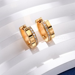 304 Stainless Steel Cubic Zirconia Hoop Earrings&nbsp;EJEW-D331-12G