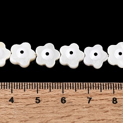 天然淡水シェルビーズ連売り  エナメル  ナザールボンジュウ付き花  フローラルホワイト  9.5~10.5x9.5~10.5x3.5~4mm  穴：0.5mm  約39~41個/連  15.08~15.35''（38.3~39センチメートル）&nbsp;SHEL-A006-03E
