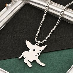 201 Stainless Steel Laser Cut Puppy Dog Pendant Box Chain Necklaces for Women Men&nbsp;NJEW-Q004-01P