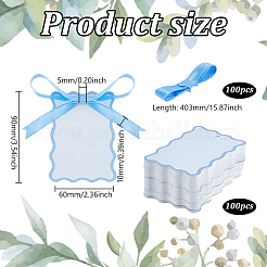 100Pcs Rectangle Paper Table Cards with 100Pcs Polyester Ribbons for Wedding Party Celebration Supplies&nbsp;OFST-WH0004-122C
