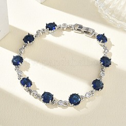 Brass Micro Pave Cubic Zirconia Link Cahin Bracelets for Women&nbsp;BJEW-A172-01P
