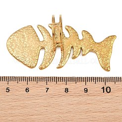 テクスチャ加工を施した304ステンレススチール製カフオープンリング  魚の骨  ゴールドカラー  56.5x27mm  内径：18mm&nbsp;SA-CBA0F84-07G