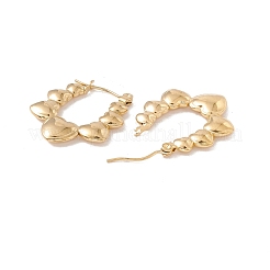 イオンプレーティング（IP）304ステンレススチールハートチャンキーフープピアス（女性用）  ゴールドカラー  25x20.5x3mm  ピン：0.6mm&nbsp;EJEW-I267-09G