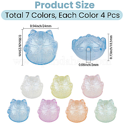 28個7色蓄光アクリルビーズ  キラキラビーズ  暗闇で光る  招き猫  ミックスカラー  25x24x18.5mm  穴：2mm  4個/カラー&nbsp;OACR-PA0002-07