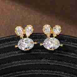 ブラス パヴェ キュービックジルコニア スタッド ピアス  ティアドロップ  18KGP本金メッキ  13x11mm&nbsp;KK-CBA8EB2-13G