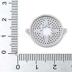 Rack Plating Brass Micro Pave Clear Cubic Zirconia Flat Round with Hollow Star Connector Charms&nbsp;KK-A234-082P