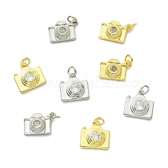 8Pcs 4 Styles Brass Pave Cubic Zirconia Camera Charms&nbsp;KK-CJ0004-36