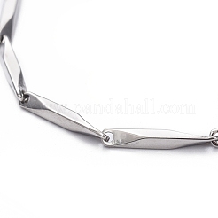 Tarnish Resistant Unisex 201 Stainless Steel Bar Link Chain Bracelets&nbsp;BJEW-L637-35A-P