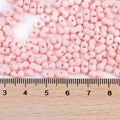 焼付塗装ガラスシードビーズ  丸い穴  ピーナッツ  ミスティローズ  3.5x6x3.5mm  穴：0.9mm  約83個/10g&nbsp;X1-SEED-K010-A25