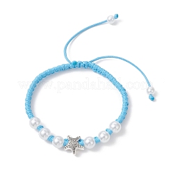 ABS Plastic Imitation Pearl Beads Braided Bead Bracelets for Women&nbsp;BJEW-JB13064