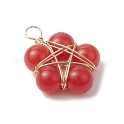 3Pcs 3 Colors Natural Malaysia Jade(Dyed) & White Jade & Black Onyx(Dyed & Heated) Beaded Star Pendants&nbsp;PALLOY-JF03144