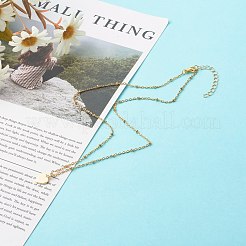 ビーズハートペンダントネックレス  304ステンレススチールサテライトチェーン付き  ゴールドカラー  17.72インチ（45cm）&nbsp;NJEW-JN03621-02