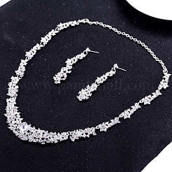 Flower Alloy Crystal Rhinestone Link Necklaces & Stud Dangle Earring Sets for Women&nbsp;FS-WG2AC0B-01