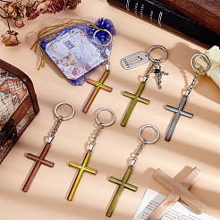 16Pcs 4 Colors Alloy Cross Charm Keychains&nbsp;KEYC-PH01546