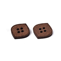 4つ穴の楕円形木製ボタン  染め  サドルブラウン  20x19x2.5mm  穴：2mm&nbsp;BUTT-Q046-11B