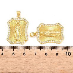 Brass Micro Pave Clear Cubic Zirconia Pendants&nbsp;KK-P353-19G-02