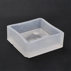 型を作る3d抽象的な人間の顔のキャンドル  正方形のシリコンモールド  レジン型  粘土工芸の金型ツール  ホワイト  10.3x10.5x3.5cm  内径：8.8x8.4のCM&nbsp;DIY-P052-01