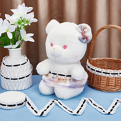 10ヤードのコットンレーストリム  ポリエステルリボン付き  花柄  厚紙ディスプレイカード1枚付き。  ブラック  23mm&nbsp;SRIB-FG0001-13B