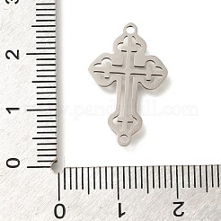 201ステンレススチールレーザーカットコネクタチャーム  宗教クロスリンク  ステンレス鋼色  22x14x1mm  穴：1.4mm&nbsp;STAS-R132-13P