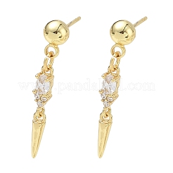 Brass Micro Pave Cubic Zirconia Dangle Stud Earrings for Women&nbsp;EJEW-A167-29B-G