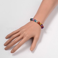 Faceted Natural Agate Round Beads Kids Stretch Bracelets&nbsp;BJEW-JB01910