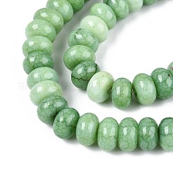 ガラスビーズ連売り  天然石風  ロンデル  染め  ダークシーグリーン  8~8.5x4.5~5mm  穴：1~1.2mm  約155~159個/連  30.12~31.30インチ（76.5~79.5cm）&nbsp;GLAA-N059-5x8mm-42