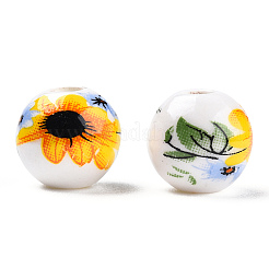 Floral Printed Porcelain Beads&nbsp;PORC-E021-01C